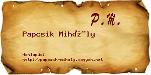Papcsik Mihály névjegykártya